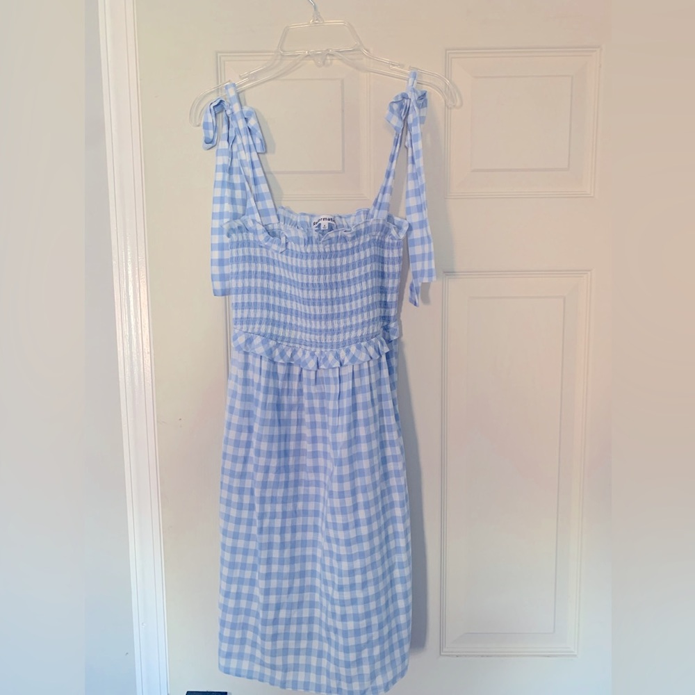 Reformation Blue Gingham Dress Size Small